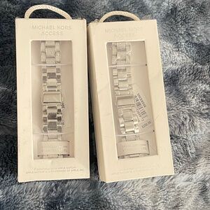 Michael Kors $250 Silver Pave Glitz Rhinestone Apple Watch Band Stainless Steel